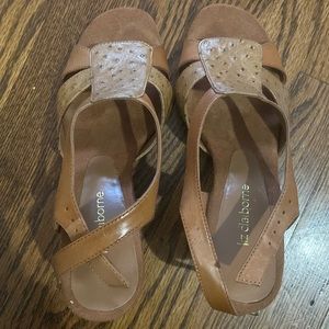 Liz Claiborne 6.5 Brown Open Toe Heels